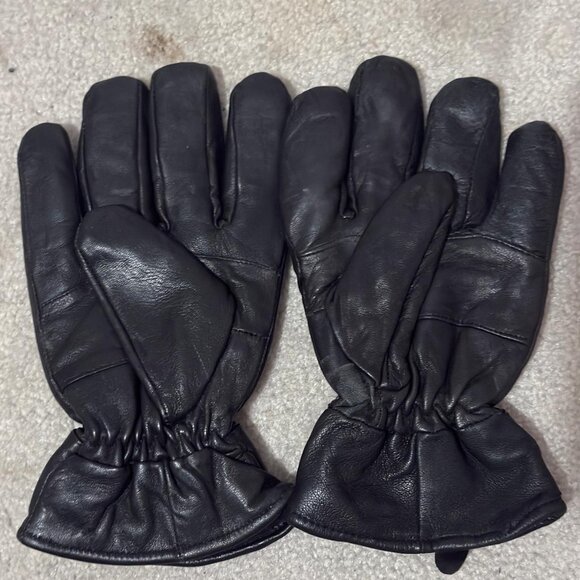 Classic Black Leather Winter Gloves – Soft Insulated Cold Weather Driving Gloves - Picture 2 of 2